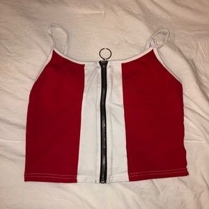 🤍Zip-up Crop Tank Top